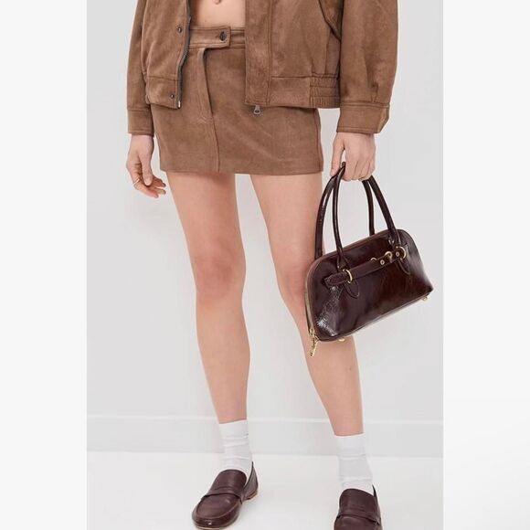 Lioness brown suede mini skirt Size S - Picture 5 of 6